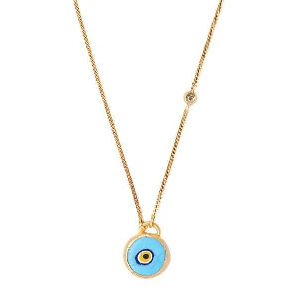 Turquoise Evil Eye Necklace with Champagne Diamond