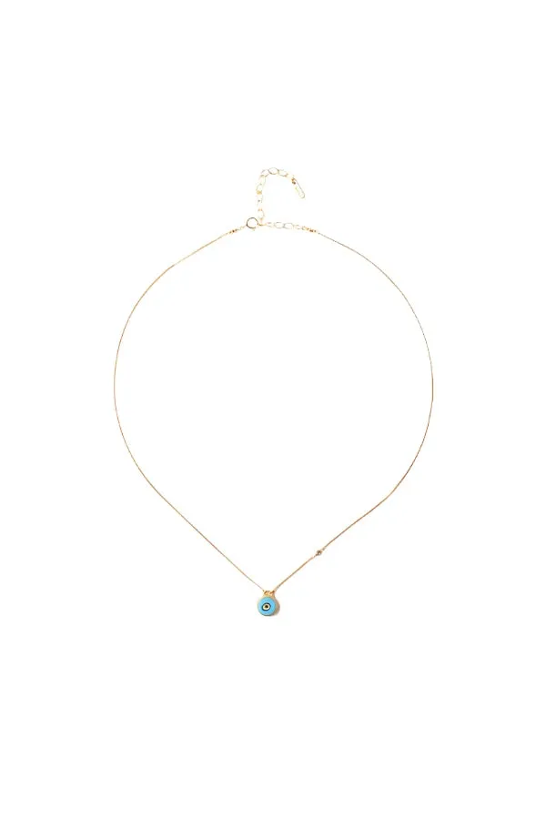 Turquoise Evil Eye Necklace with Champagne Diamond