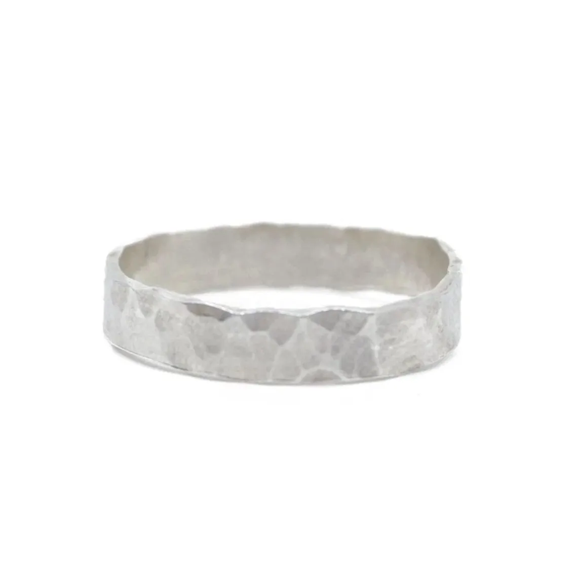 Ultra Thick Hammered Stacker in Silver