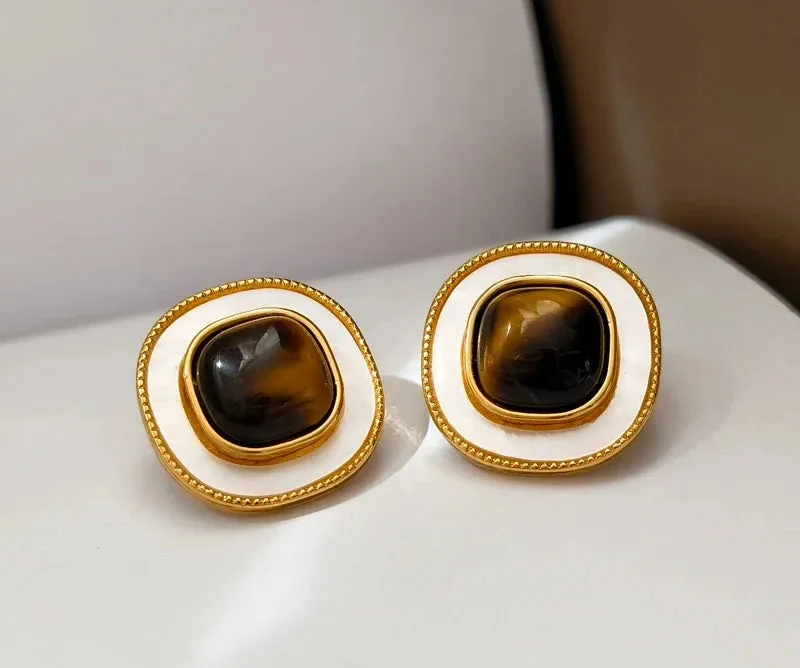 VAIGE Chic Dual-Hued Stud Earrings in Silver and Gold