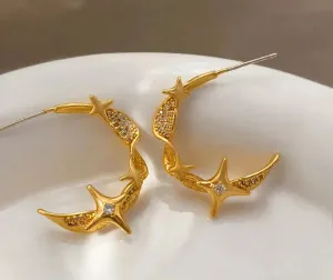 VAIGE Elegant Gold Star Shimmer Earrings - Delicate Ear Accessories