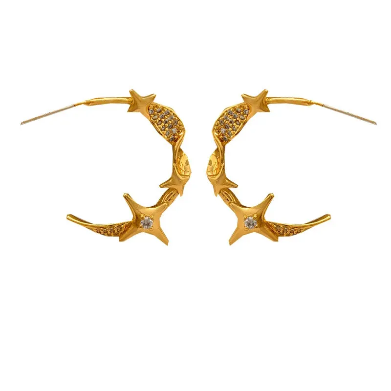 VAIGE Elegant Gold Star Shimmer Earrings - Delicate Ear Accessories