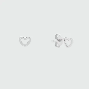 Verona Mini Sterling Silver Love Heart Stud Earrings