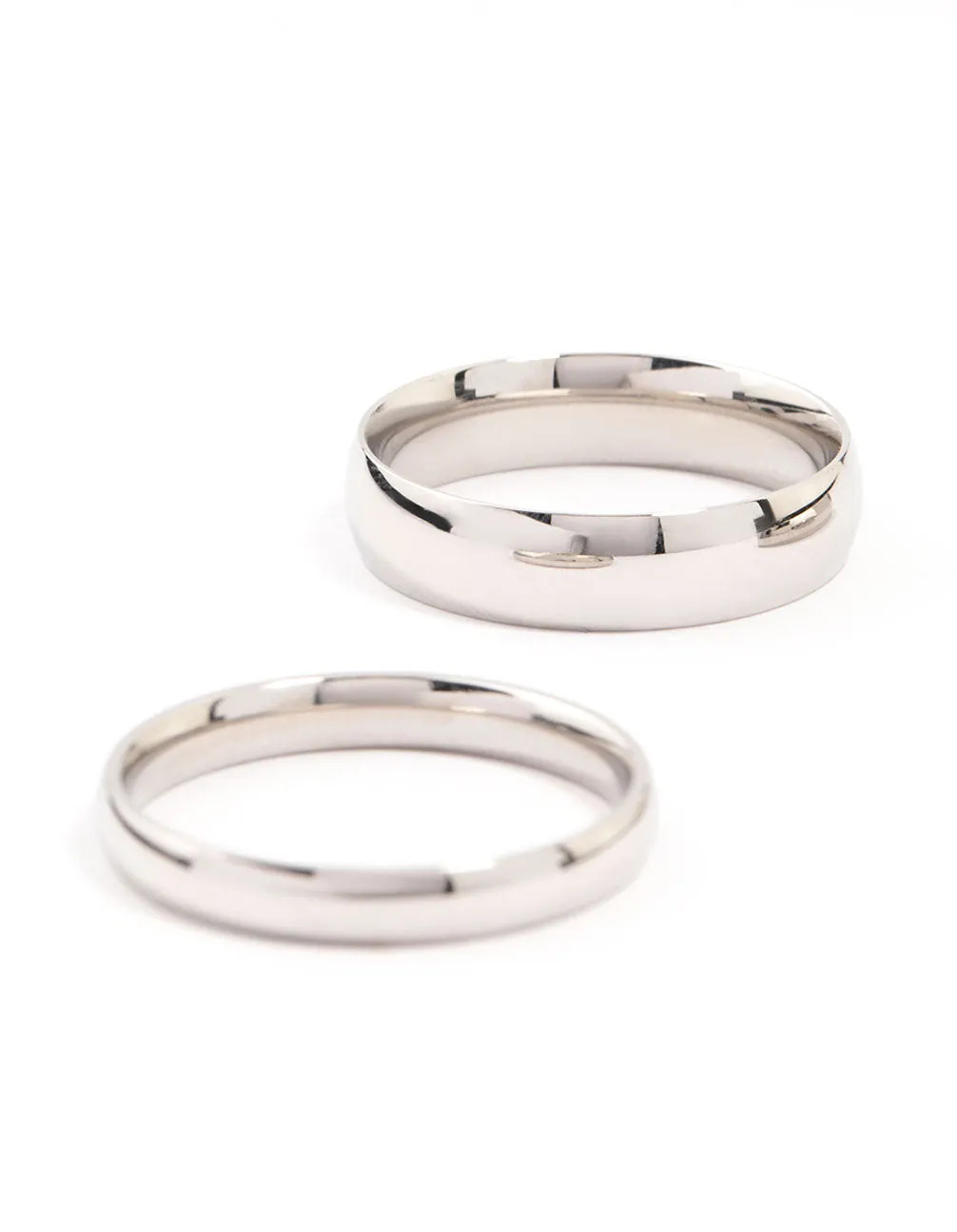 Waterproof Stainless Steel Plain Band Rings 3-Pack