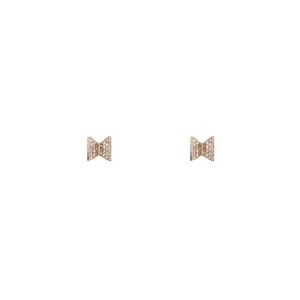 White Diamond Bowtie Stud Earrings