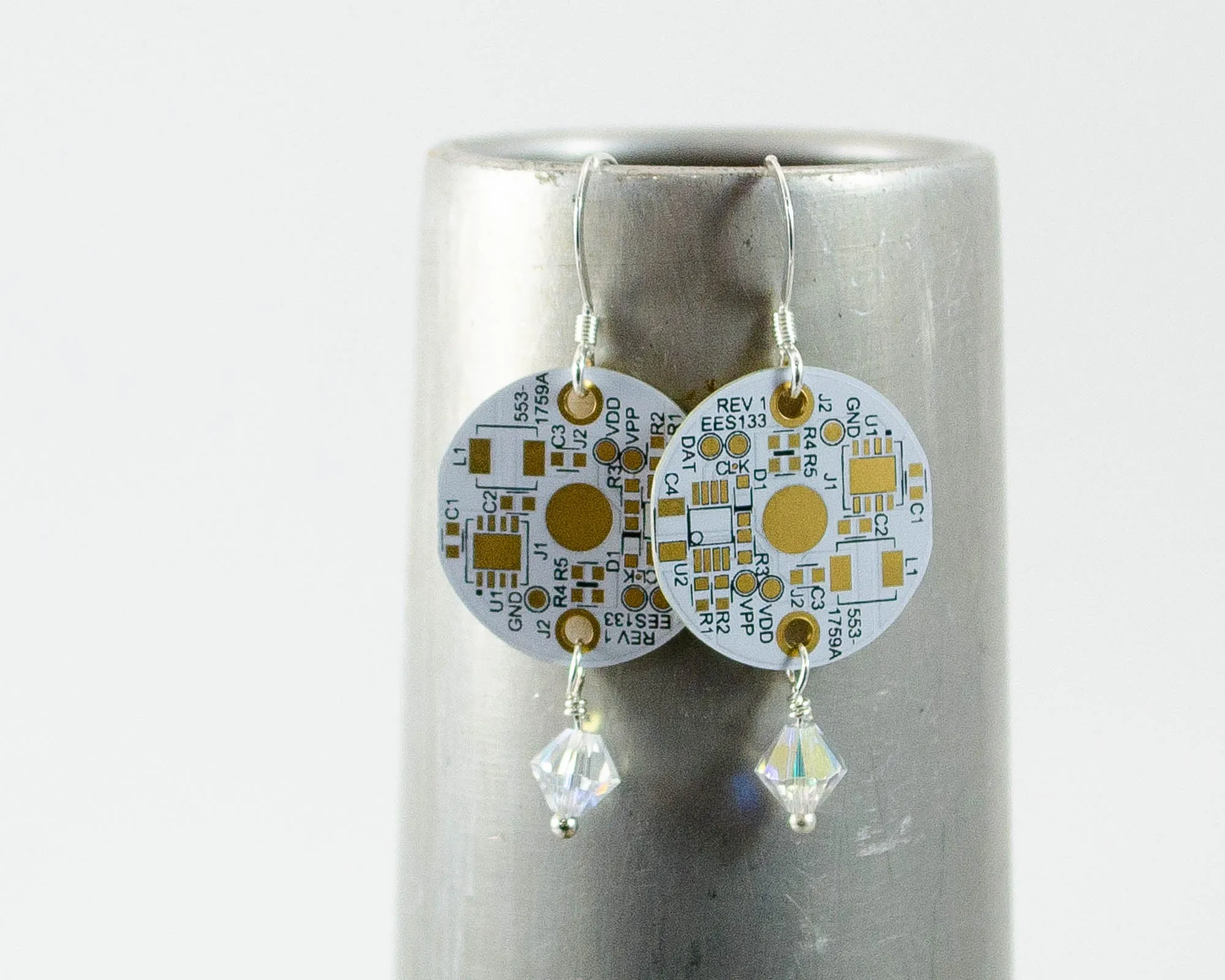 White PCB Earrings - Sterling Silver