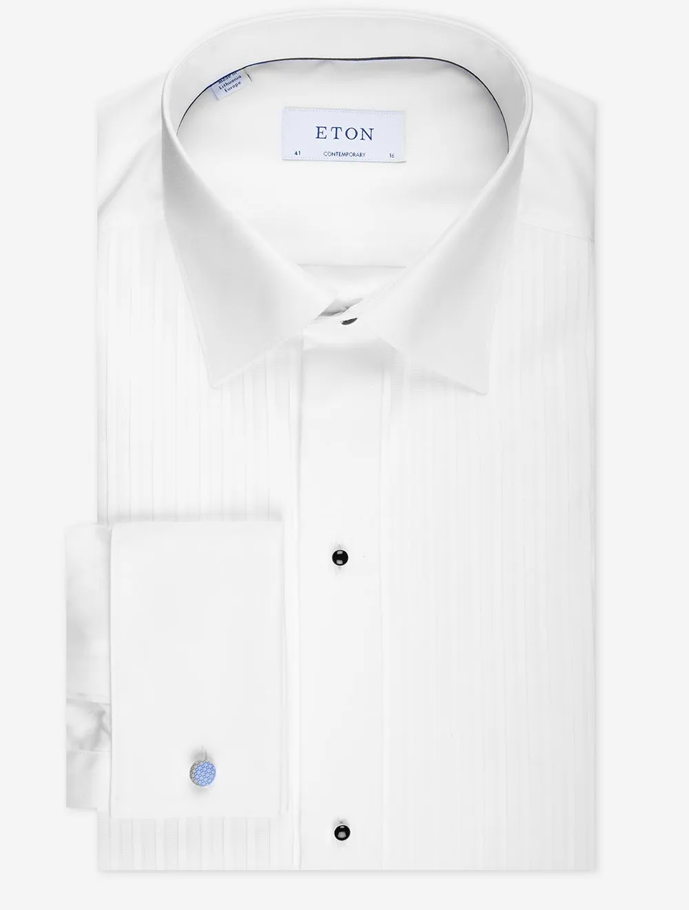 White Plisse Tuxedo Contemporary Fit Shirt