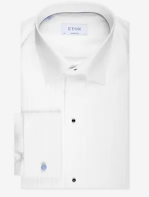 White Plisse Tuxedo Contemporary Fit Shirt