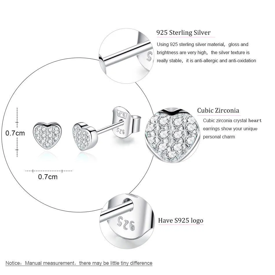 YE2178 925 Sterling Silver Forever Stud Earrings Follow Your Heart Stud Earrings