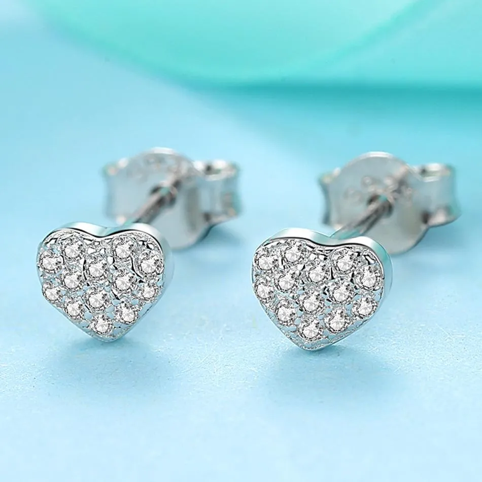 YE2178 925 Sterling Silver Forever Stud Earrings Follow Your Heart Stud Earrings