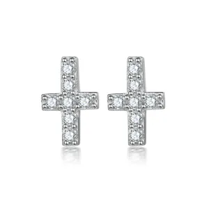 Zircon Cross Silver Studs Earrings for Women