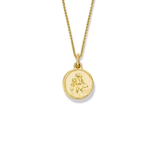 Zodiac Aquarius Necklace Pendant Yellow Gold